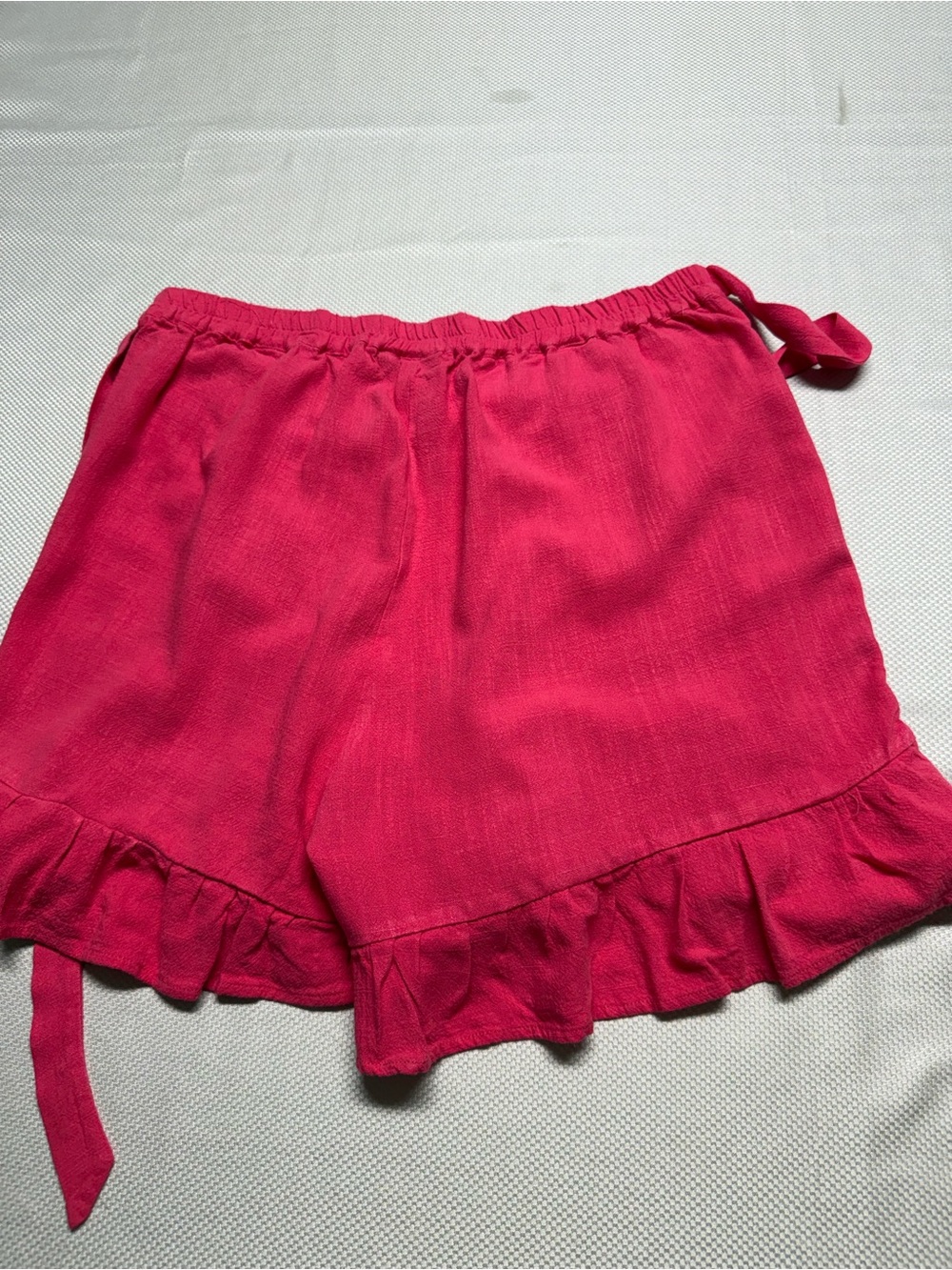 Versona Hot Pink Ruffle-Hem High Waist Shorts